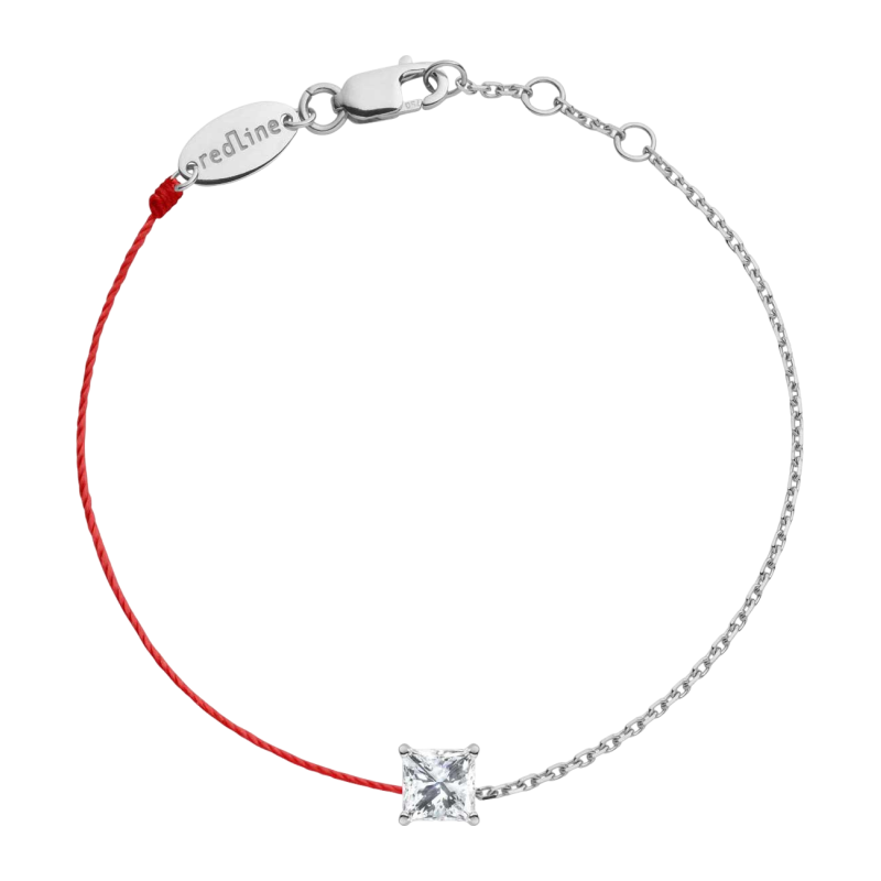 RedLine/红绳女士手链金属丝金链精致结合公主方钻护身新款