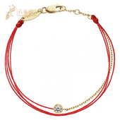 redline 多绳加链手链 0.10克拉圆形钻石时尚 红绳女士Pure Brodé
