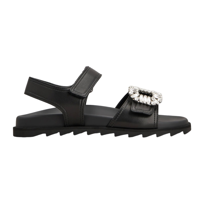 RogerVivier/罗杰维维亚女士凉鞋小羊皮水晶搭扣魔术贴绑带新款