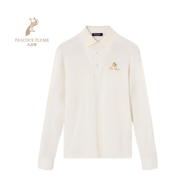 LoroPiana/诺悠翩雅男士衬衫轻质弹力棉刺绣徽标珍珠母贝纽扣新款