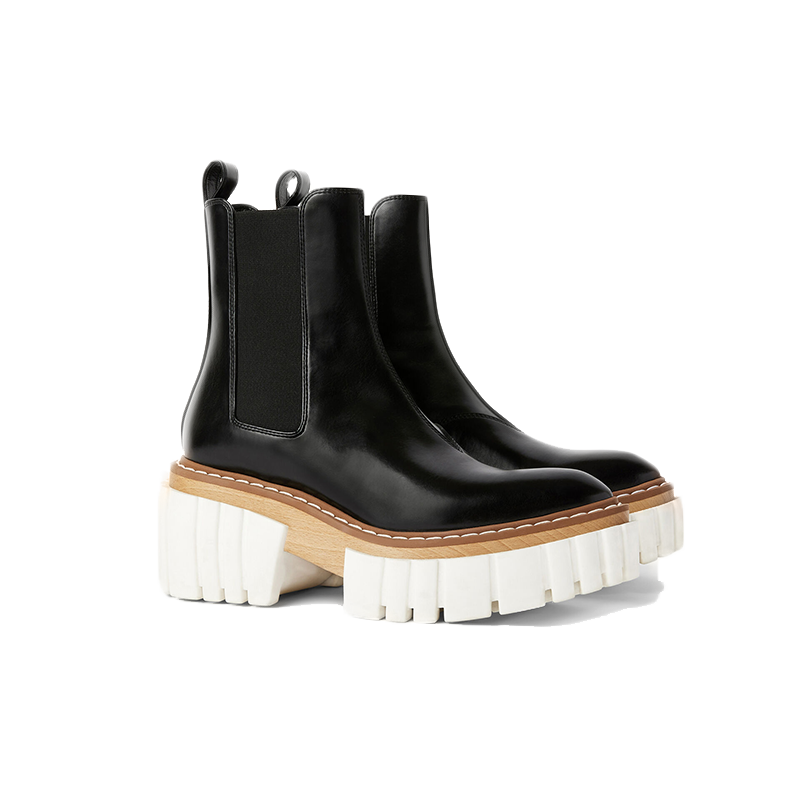 Stella McCartney/斯特拉女士厚底弹性嵌件复古切尔西靴短靴