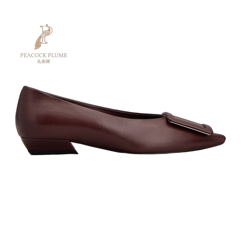 RogerVivier/罗杰维维亚女士芭蕾舞鞋纳帕皮包边搭扣鞋垫新款