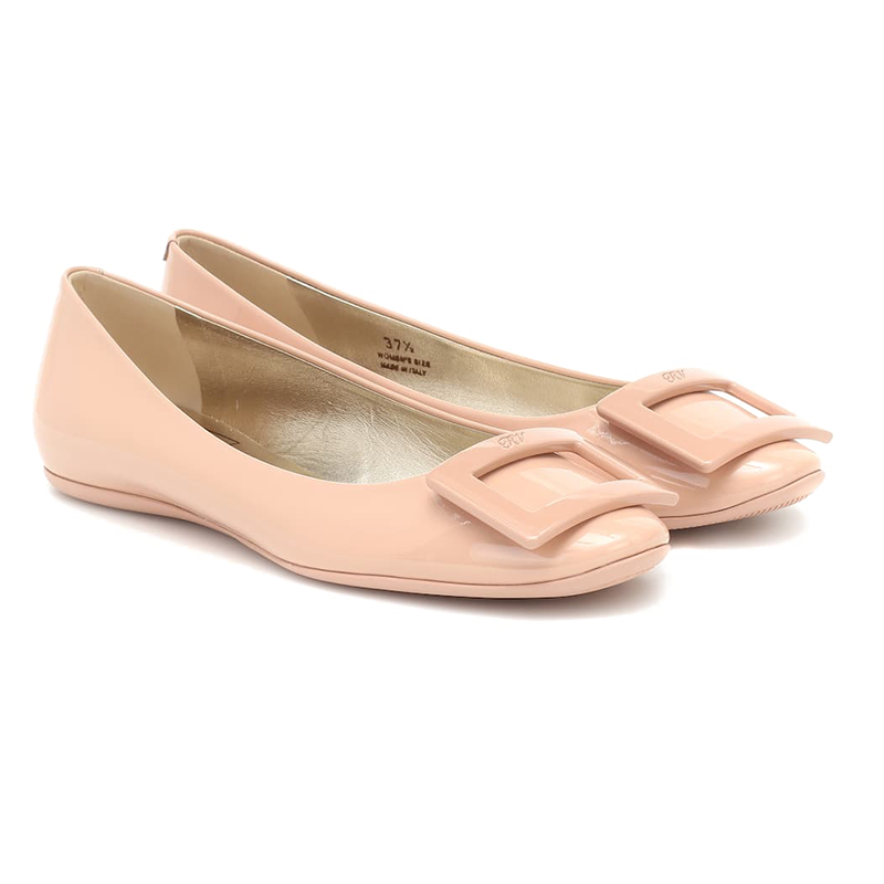 Roger Vivier/罗杰·维维亚新款女鞋粉红色带扣蕾舞平底鞋