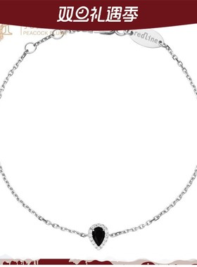 Redline/红绳女士0.07克拉水滴形钻石黑色玛瑙白金链制手链