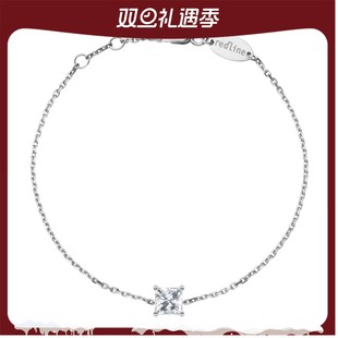 RedLine 红绳女士手链白金爪镶公主钻悬浮优雅精湛工艺新款