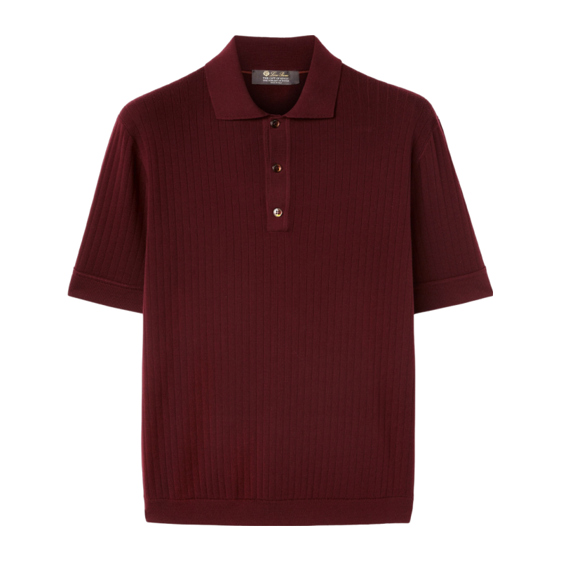 Loro Piana/诺悠翩雅男装羊毛面料罗纹针织休闲短袖Polo衫