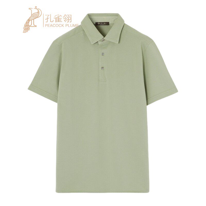 LoroPiana/诺悠翩雅男士T恤秋冬衬衫领Polo棉质匹克面料休闲新款