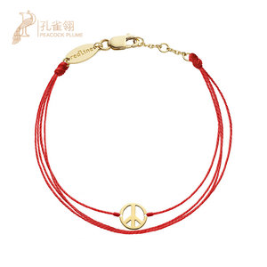 redline红绳女士饰品Mini Peace 和平主义标志多绳时尚手链