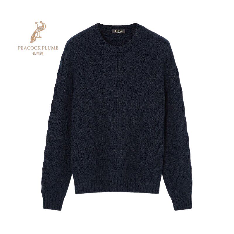 LoroPiana/诺悠翩雅男士针织衫辫子平罗纹图案编织柔软羊绒新款