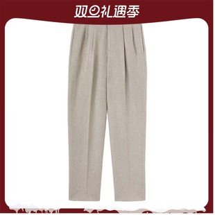 羊毛和羊绒混纺大地棕人字纹长裤 诺悠翩雅男裤 Piana Loro