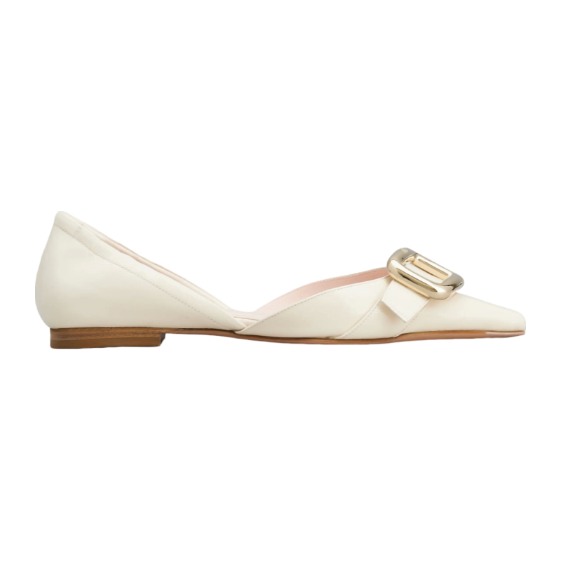 RogerVivier/罗杰维维亚女士芭蕾舞鞋小牛皮金属搭扣心形衬垫新款