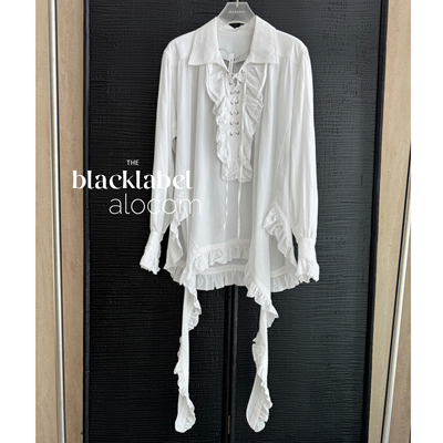 tina open yy复古领口荷叶边绑带长袖衬衫25早秋新品