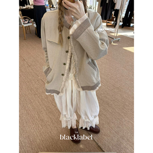 女 blacklabel 亚麻 上衣 假两件夹克外套 26早春新款 薄款
