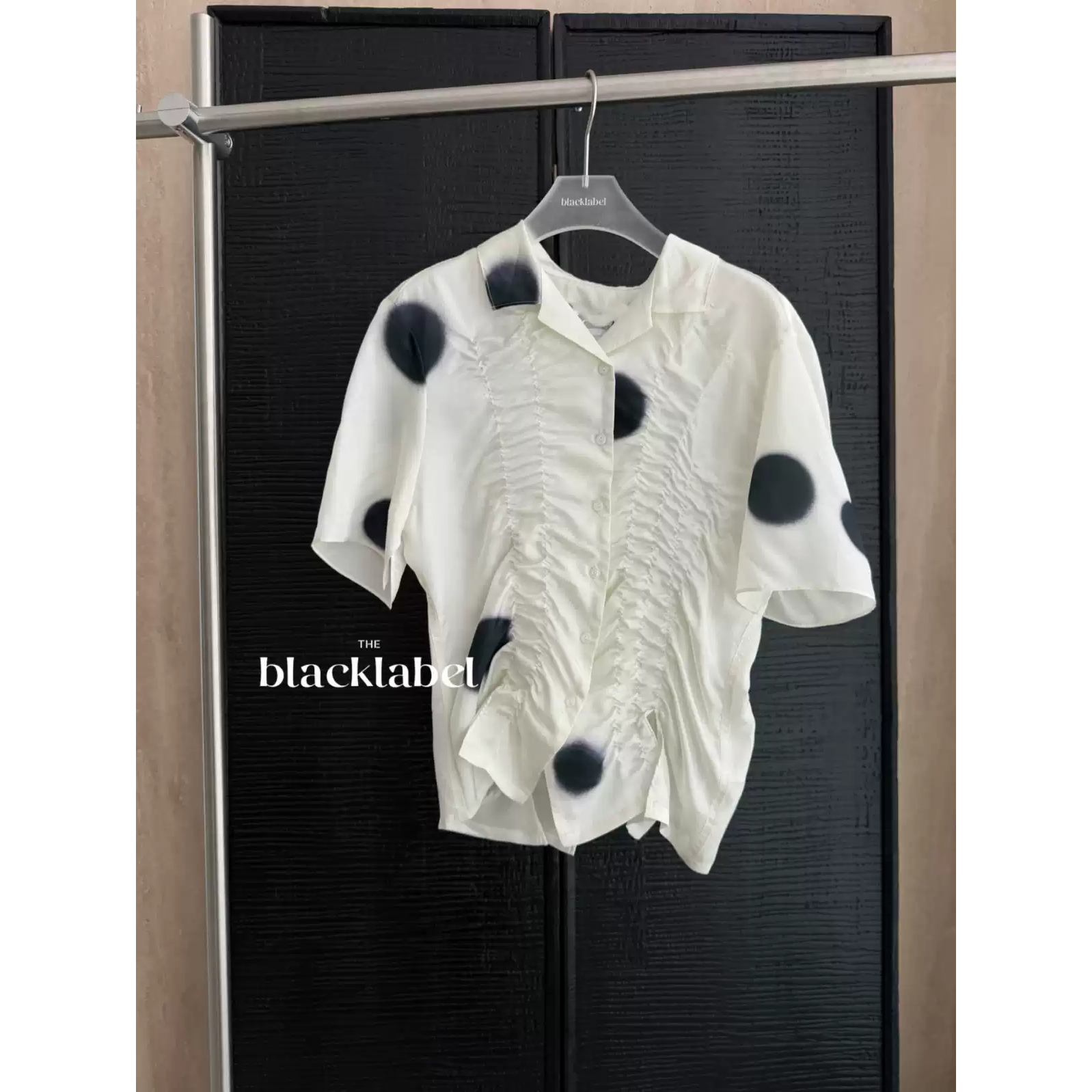 blacklabel 泡泡袖波点收腰显瘦衬衫上衣 26夏季新款tina open yy