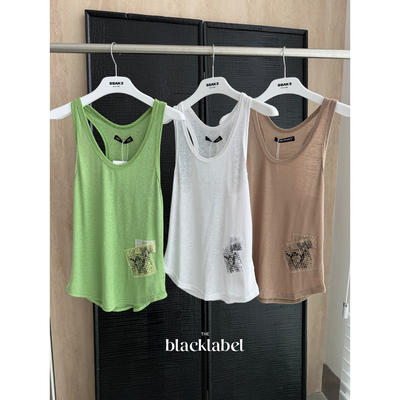 Blacklabel 26夏季新款 贴饰无袖休闲百搭背心吊带 tina open yy