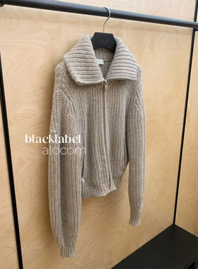 入版定制~25秋冬羊毛翻领拉链针织开衫毛衣 老钱风 极简 轮廓