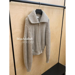 定制 极简 25秋冬羊毛翻领拉链针织开衫 老钱风 轮廓 毛衣 入版