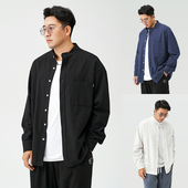 立领衬衣男士 半墨大码 300斤胖子衬衫 男宽松加肥加大中式 男装 200