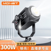 300W大功率专业直播补光灯COB摄影灯室内拍照打光灯直播间主播专用拍摄地灯聚光影视深口抛物线网格蜂巢格栅