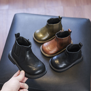 英伦复古小童皮靴真皮单鞋 女童马丁靴秋冬新款 加绒短靴婴儿学步鞋