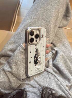 ins蓝白条纹星7星人手机壳适苹果17pro新款IPKhone16/17ins风15/14plus银边小米1pr用omax电镀红米9无品牌\/0