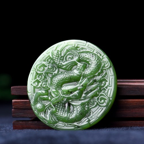 龙凤呈祥双面精雕挂件天然和田玉