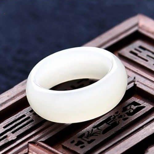 天然羊脂级指环新疆和田玉送证书