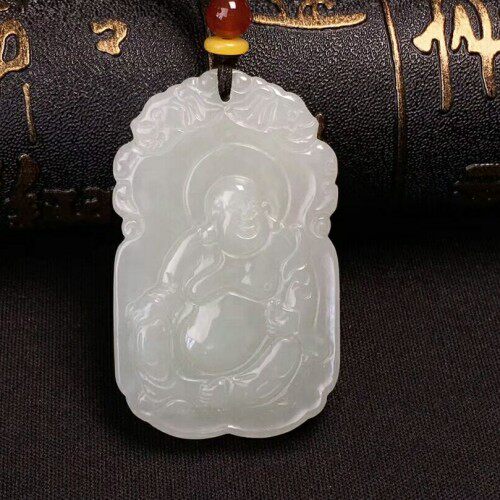 天然和田玉佛公牌吊坠男士正品白玉笑佛玉牌子挂件玉坠送证书包邮