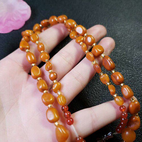 新疆和田玉项链挂绳红沁皮籽料原石项链男款挂件玉坠玉佩吊坠挂绳