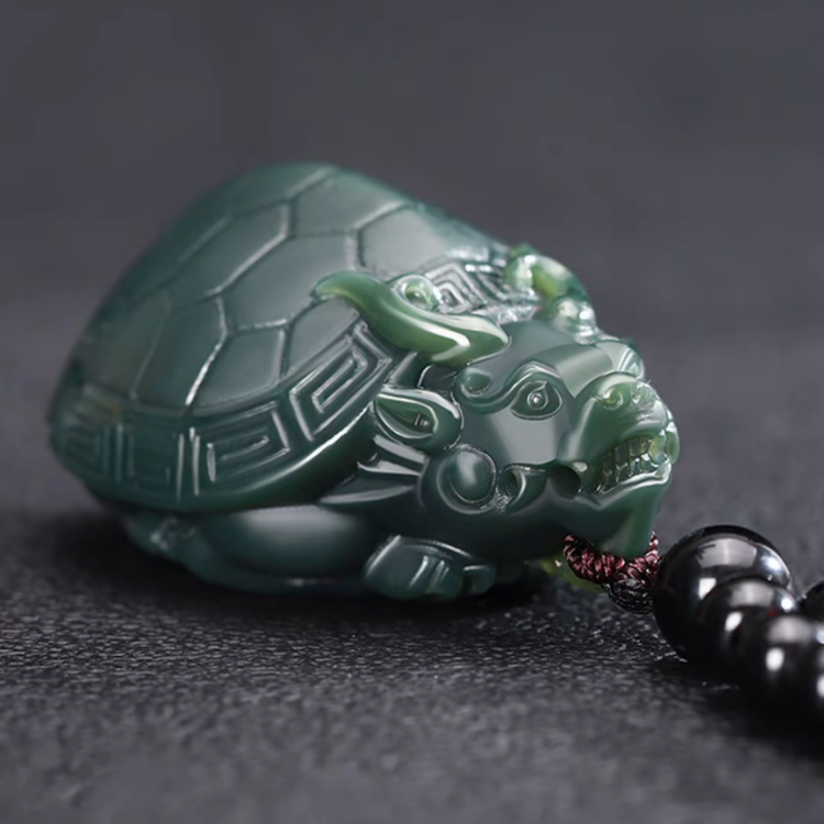 和田玉龙龟吊坠塔青玉细料灵兽挂件男女款手把件把玩玉石玉佩包邮