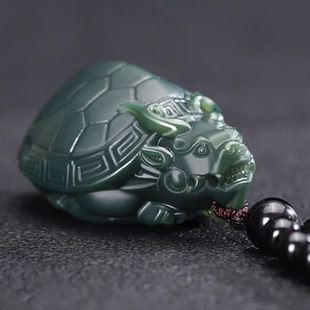 和田玉龙龟吊坠塔青玉细料灵兽挂件男女款手把件把玩玉石玉佩包邮