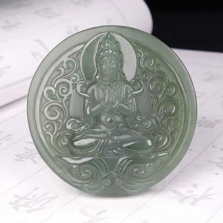 天然新疆和田玉观音吊坠男款玉石观音菩萨玉坠挂件玉牌玉佩带证书
