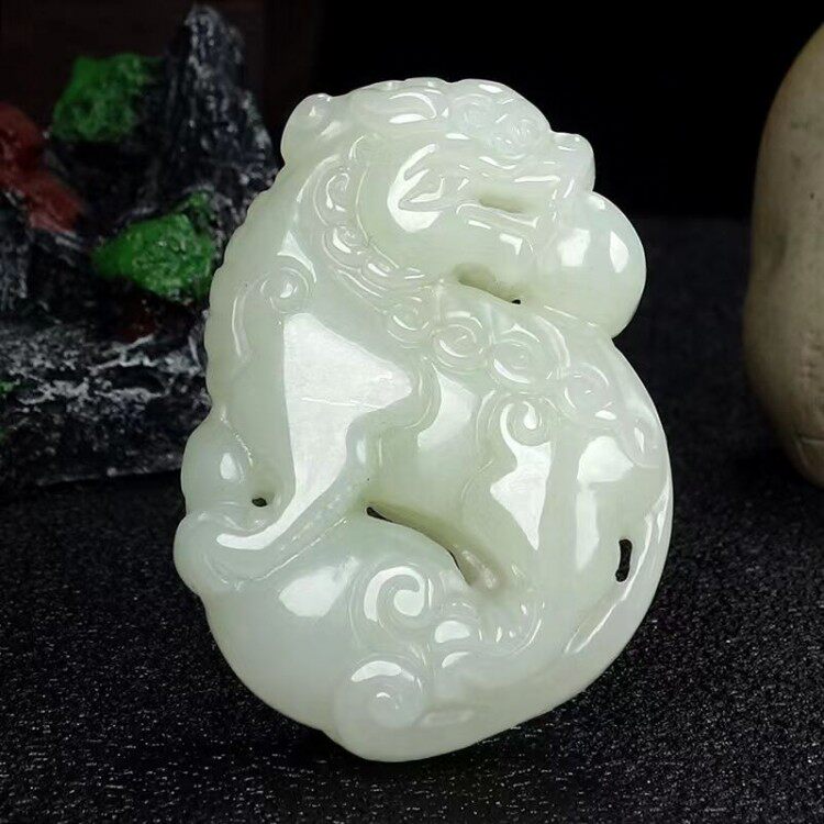 天然新疆和田玉白玉貔貅吊坠男女款