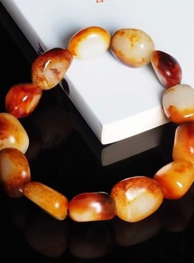 枣红皮籽料原石小籽手链手串