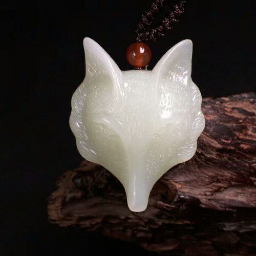 天然新疆和田玉狐狸头吊坠招桃花玉坠白玉狐狸挂件项链旺姻缘男女