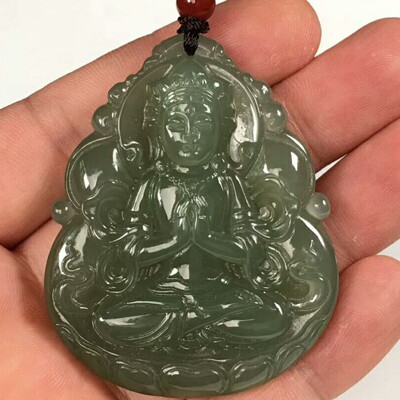 观音吊坠挂件项链天然和田玉送证