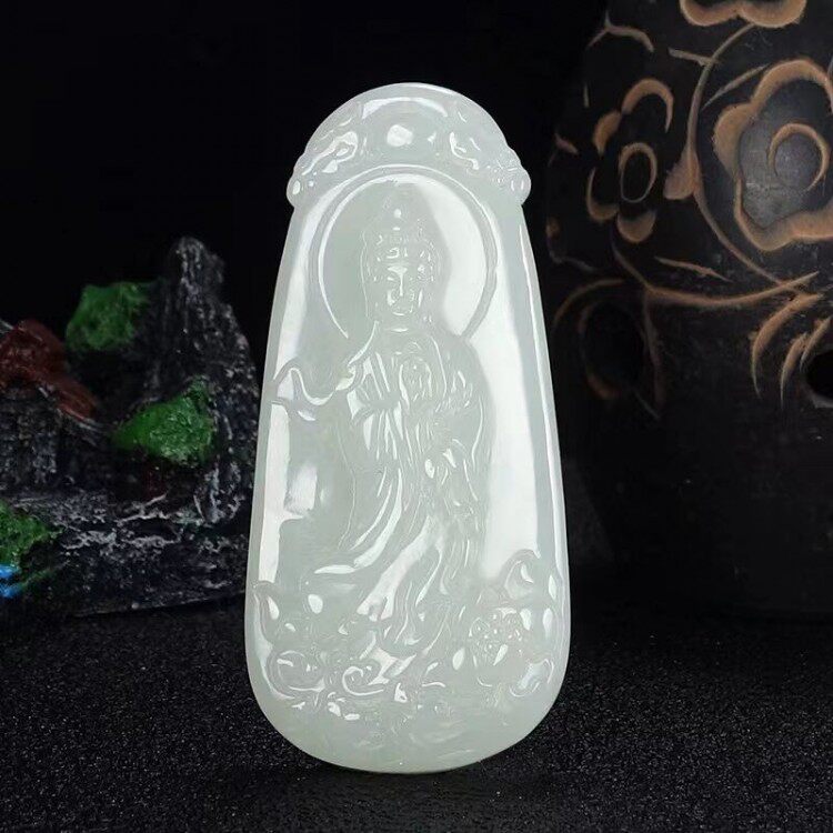 白玉降龙观音玉坠男款项链挂件