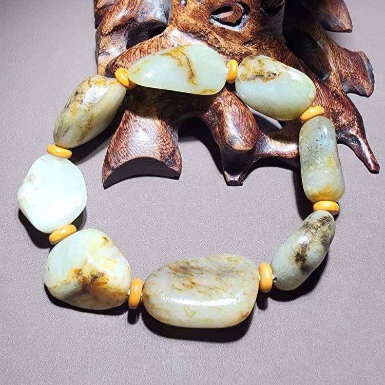 保真和田玉手链正品玉石玉器原石籽料手链手串男款手串手链包邮