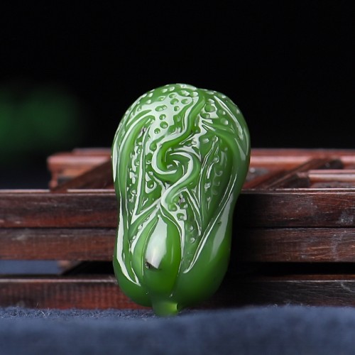 天然白菜百财聚来项链新疆和田玉