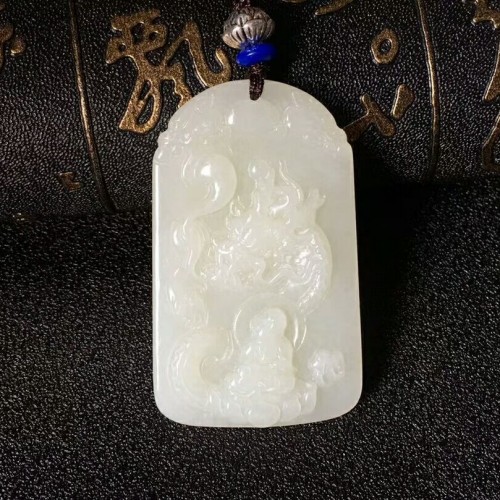 天然精雕望子成龙白玉男女款吊坠
