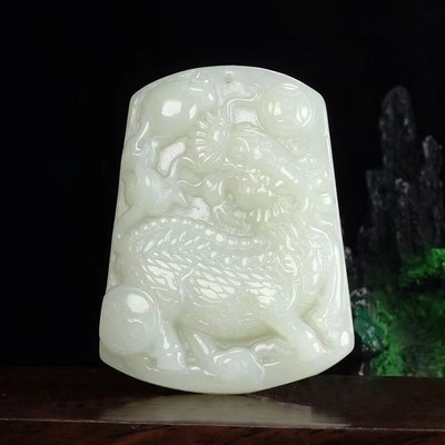 天然新疆和田玉麒麟吊坠白玉麒麟献瑞挂件招财进宝牌项链项链包邮