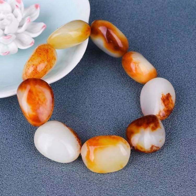 红沁皮原石籽料随形手链手串