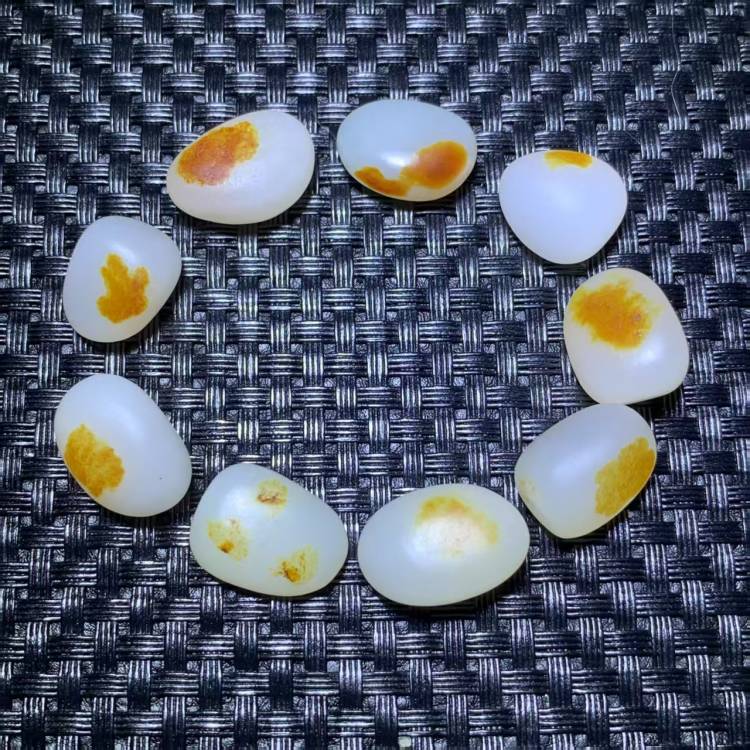 保证新疆和田玉手链羊脂级白玉带黄沁皮原石籽料手链手串男款手链