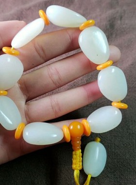 原石手链天然新疆和田玉送证书