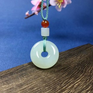 天然新疆和田玉吊坠羊脂级白玉平安扣玉坠男女款情侣宝宝玉石挂件