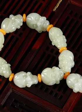 天然新疆和田玉十八罗汉手链