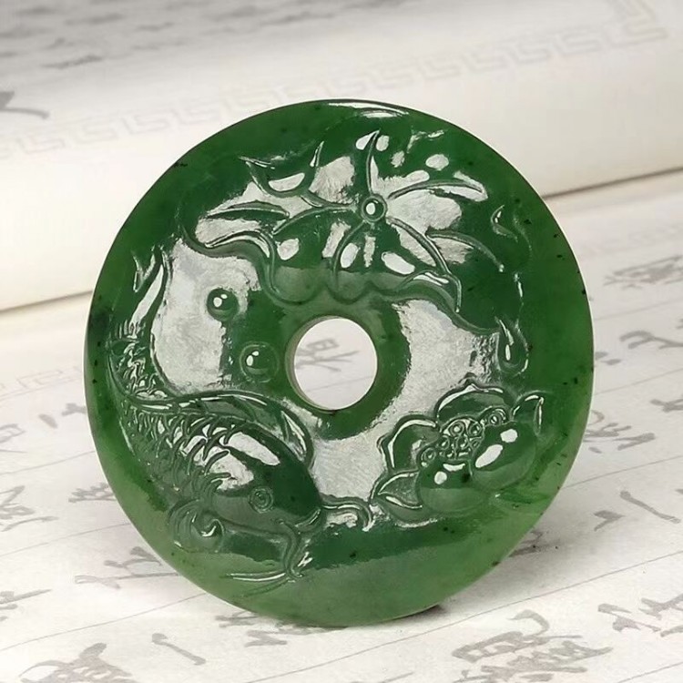 连年有余莲花项链天然和田玉包邮