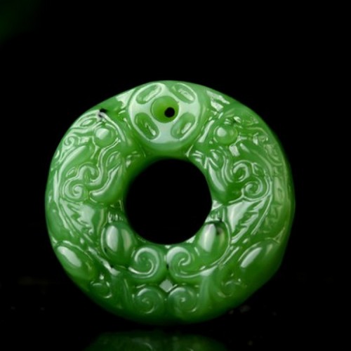 平安扣招财皮丘带证书天然和田玉