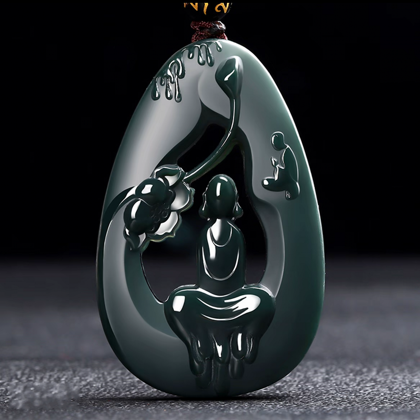 真品新疆和田玉悟道吊坠天然青玉无相佛挂件男女款玉吊坠附送证书