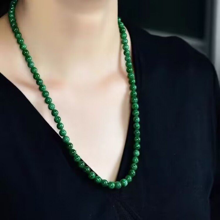 缅甸翡翠项链女款祖母绿毛衣链